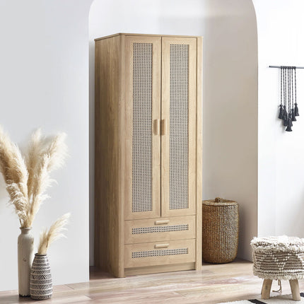 Parma -  Rattan Effect 2 Door Wardrobe