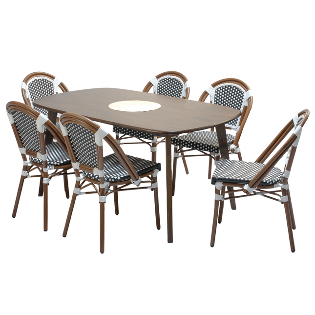 Parson Dining Table & Rattan Chairs Set