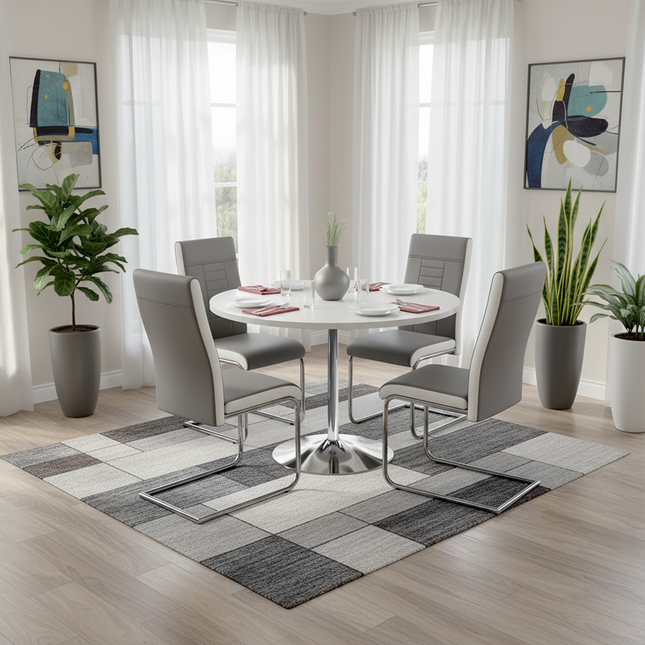 Pod White Dining Table & 4 Finbar Chairs