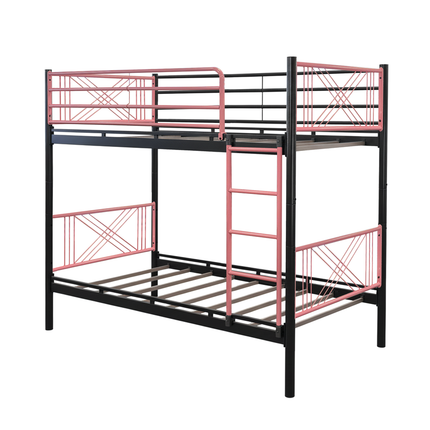Ranza - Standard Black & Pink Metal Bunk Bed Frame
