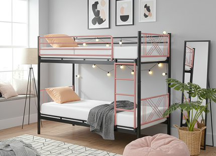 Ranza - Standard Black & Pink Metal Bunk Bed Frame
