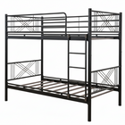 Black metal bunk bed on a white background