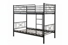 Black metal bunk bed on a white background