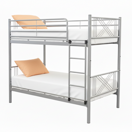 Ranza - Standard Grey Metal Bunk Bed & Mattresses