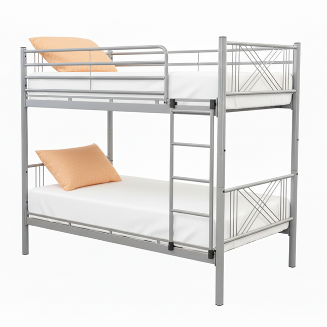 Ranza - Standard Grey Metal Bunk Bed & Mattresses