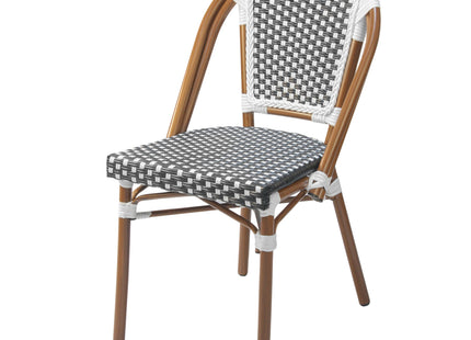Rattan - Chequered Parisian Patio Dining Chair (Black)