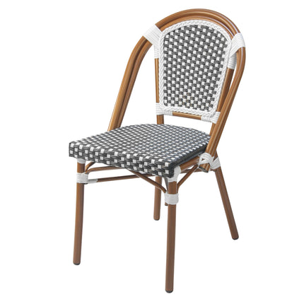 Rattan - Chequered Parisian Patio Dining Chair (Black)