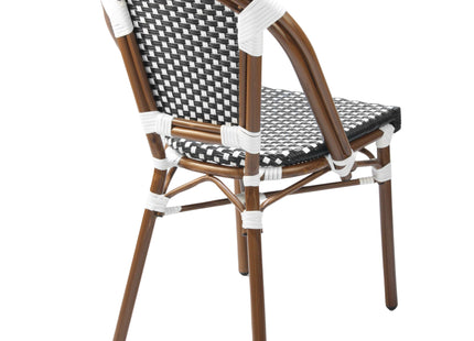 Rattan - Chequered Parisian Patio Dining Chair (Black)