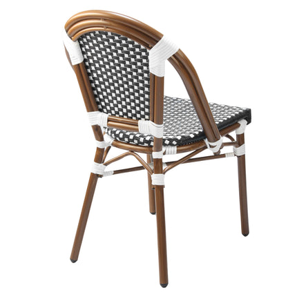 Rattan - Chequered Parisian Patio Dining Chair (Black)