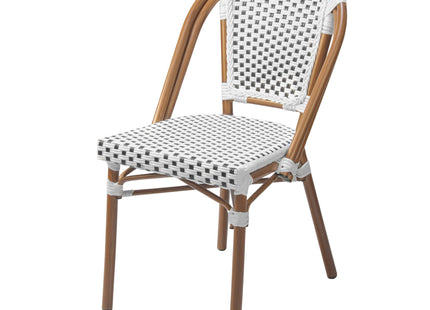 Rattan - Chequered Parisian Patio Dining Chair (White)