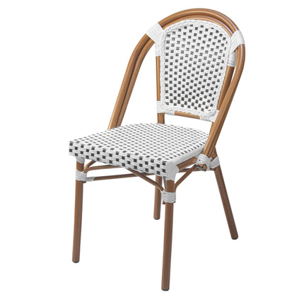 Rattan - Chequered Parisian Patio Dining Chair (White)