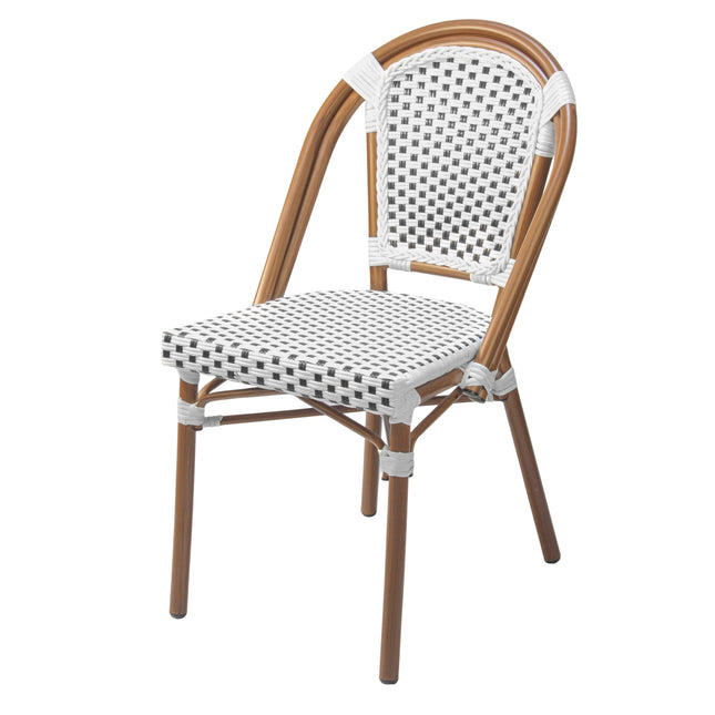 Rattan - Chequered Parisian Patio Dining Chair (White)