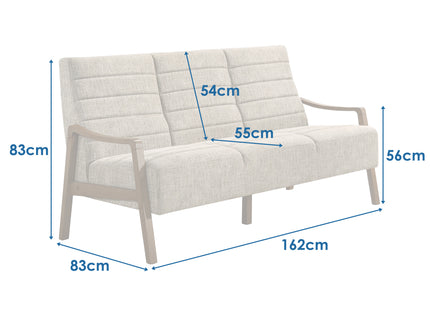 Roma - 3 Seater Beige Fabric Sofa