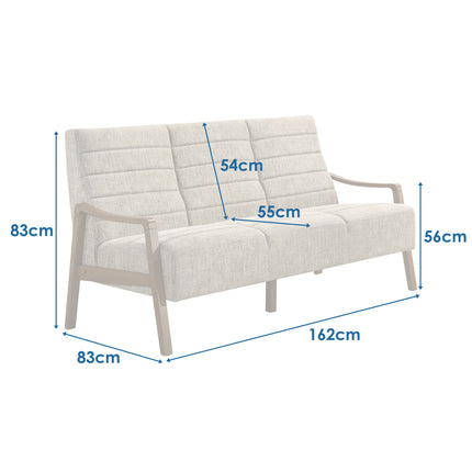Roma - 3 Seater Grey Fabric Sofa
