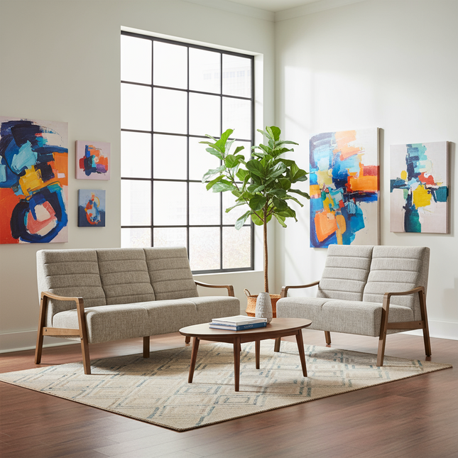 Roma - 3+2 Beige Fabric Suite