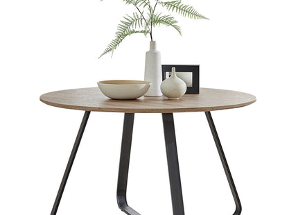 Santorini - Modern Brown Wood Effect Round Dining Table