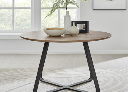 Santorini - Modern Brown Wood Effect Round Dining Table