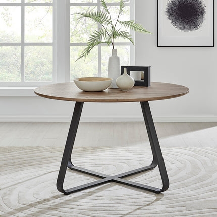 Santorini - Modern Brown Wood Effect Round Dining Table