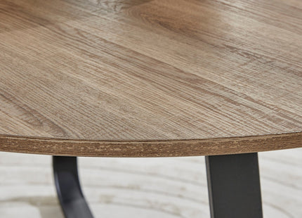 Santorini - Modern Brown Wood Effect Round Dining Table & 4 Hilton Grey Dining Chairs