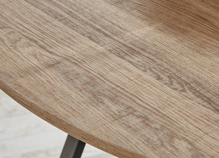 Santorini - Modern Brown Wood Effect Round Dining Table & 4 Hilton Grey Dining Chairs