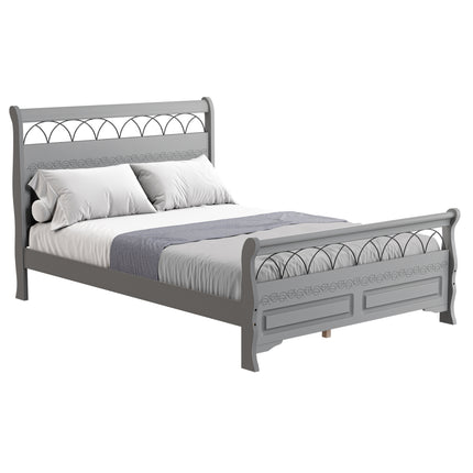 Saturn - Sleigh Style Double Grey Frame Bed & Mattress (4ft6)