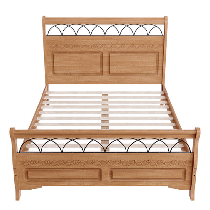 Saturn - Sleigh Style Double Oak Bed Frame (4ft6)