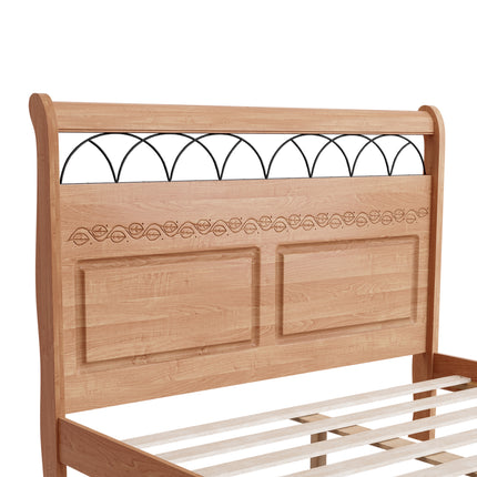 Saturn - Sleigh Style Double Oak Bed Frame (4ft6)