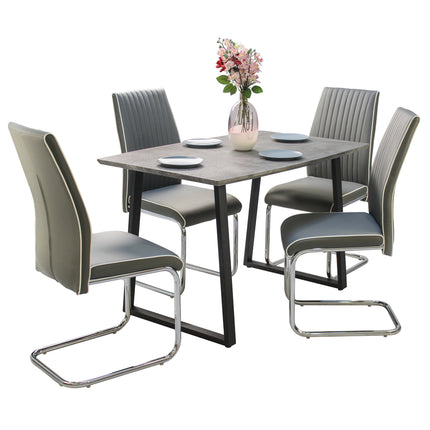Shannon - Stone Effect Dining Table & 4 Grey Elba Chairs