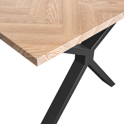 Sigrid - Contemporary Oak Herringbone Veneer Rectangular Dining Table & Hugo Grey Dining Chairs