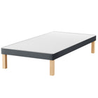 HL - Charcoal Plush Velvet Single Divan Base with Wooden Legs ( 3ft )