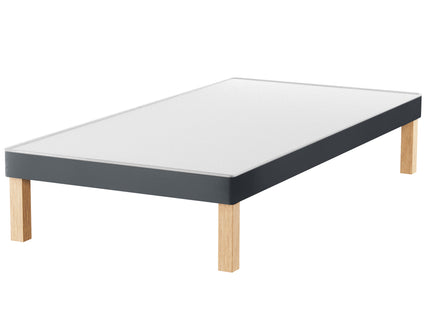 HL - Charcoal Plush Velvet Single Divan Base with Wooden Legs ( 3ft )