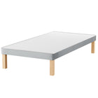 HL - Light Grey Plush Velvet Single Divan Base with Wooden Legs ( 3ft )