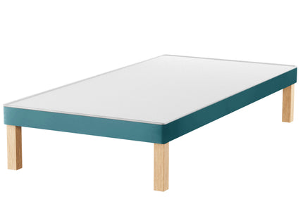 HL - Midnight Blue Plush Velvet Single Divan Base with Wooden Legs ( 3ft )