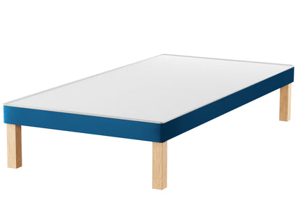 HL - Parliament Blue Plush Velvet Single Divan Base with Wooden Legs ( 3ft )