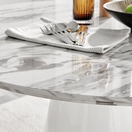 Storm - Marble Effect Round Dining Table