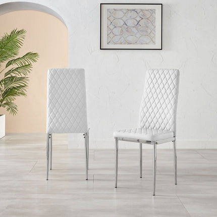 Studio - White Hatched Faux Leather Dining Chair