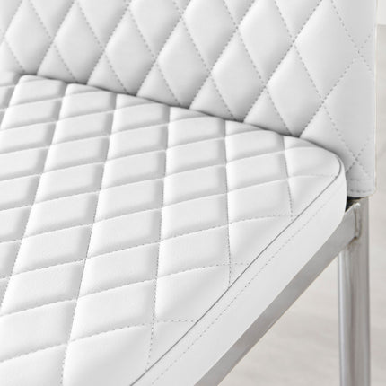 Studio - White Hatched Faux Leather Dining Chair