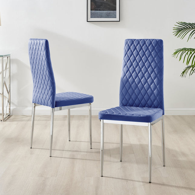 Studio - Blue Velvet Hatched Dining Chair
