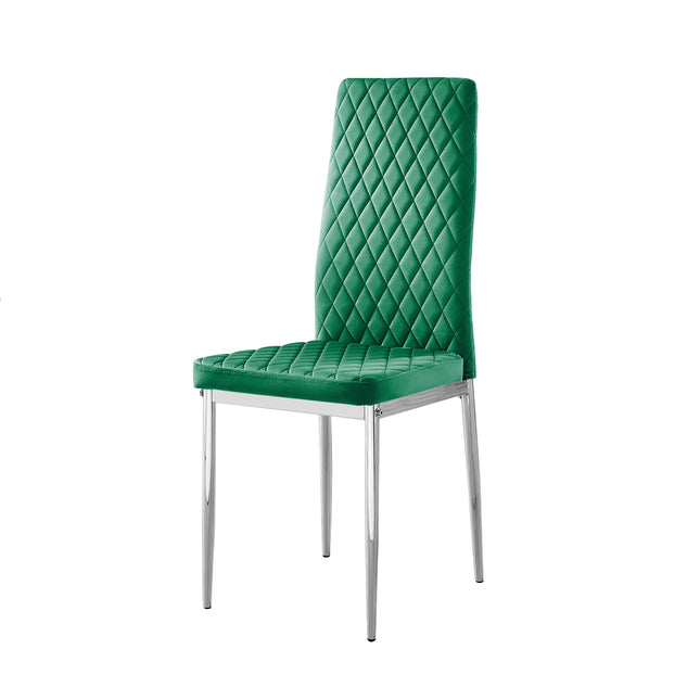 Studio - Green Velvet Hatched Dining Chair