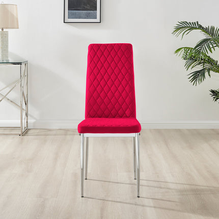 Studio - Red Velvet Hatched Dining Chair