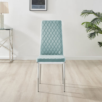 Studio - Turquoise Velvet Hatched Dining Chair