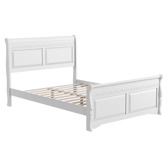 Star - Sleigh Style Double White Bed Frame (4ft6)