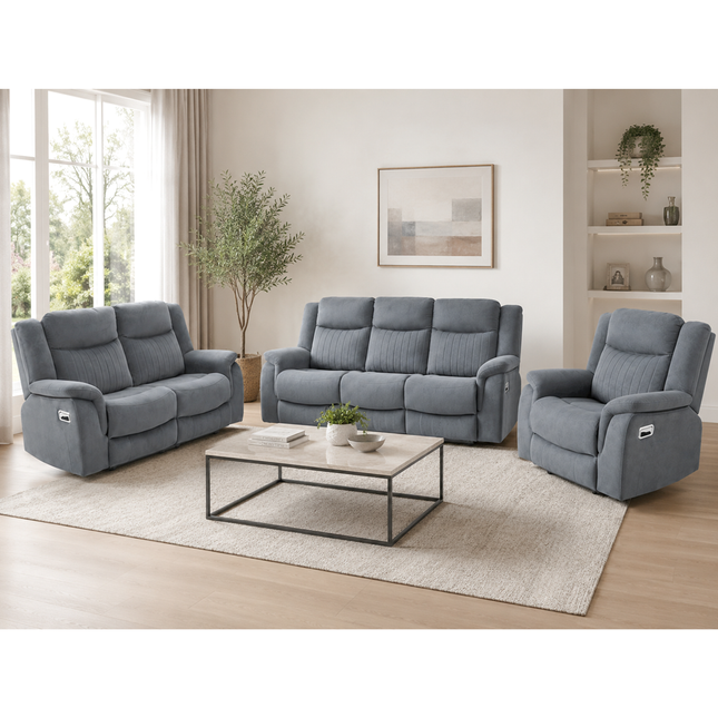 Torque - 3+2+1 Grey Reclining Suite