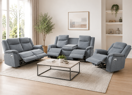 Torque - 3+2+1 Grey Reclining Suite