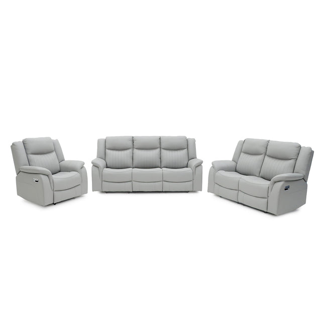Torque 3+2+1 Light Grey Eco Leather Reclining Suite | Manual or Electric