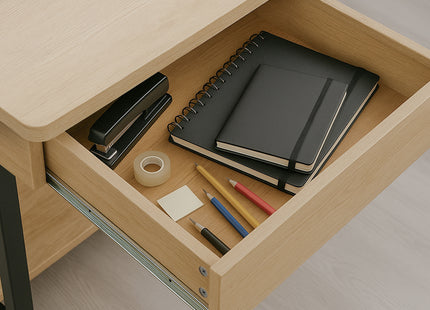 Trump - Light Oak Study Desk with Drawer and Shelf