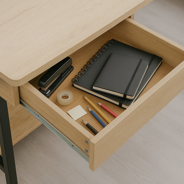 Trump - Light Oak Study Desk with Drawer and Shelf