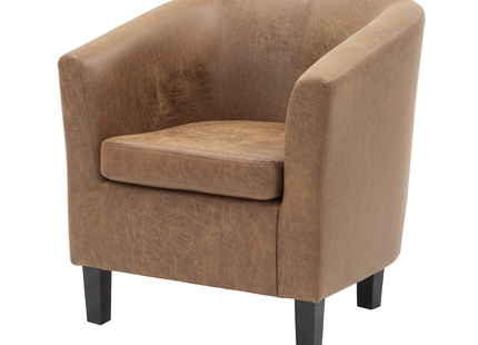 Tub Chair - Brown Faux Leather