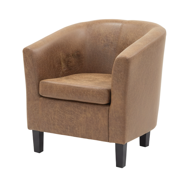 Tub Chair - Brown Faux Leather