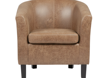 Tub Chair - Brown Faux Leather